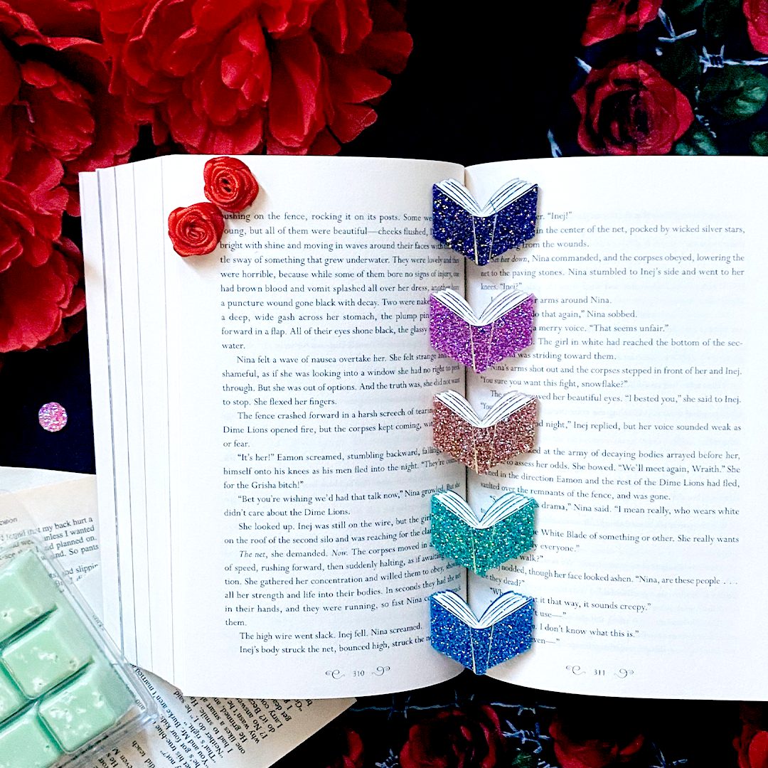 Glitter Book Hair Clips