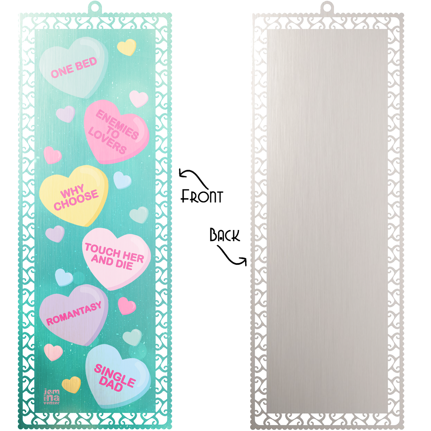 Candy Heart Tropes Mint Art Bookmark