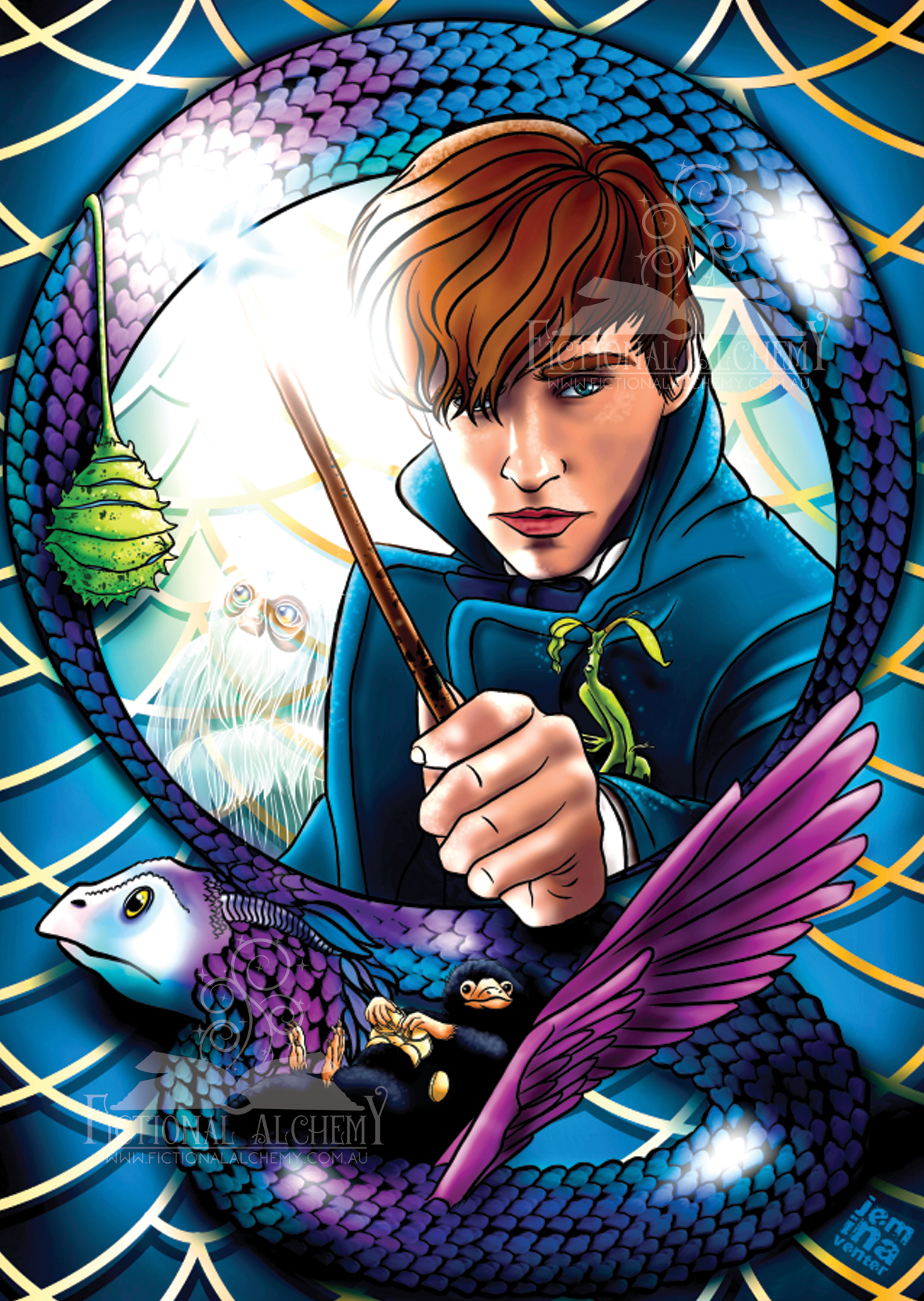 Newt & His Fantastic Beasts Art Print