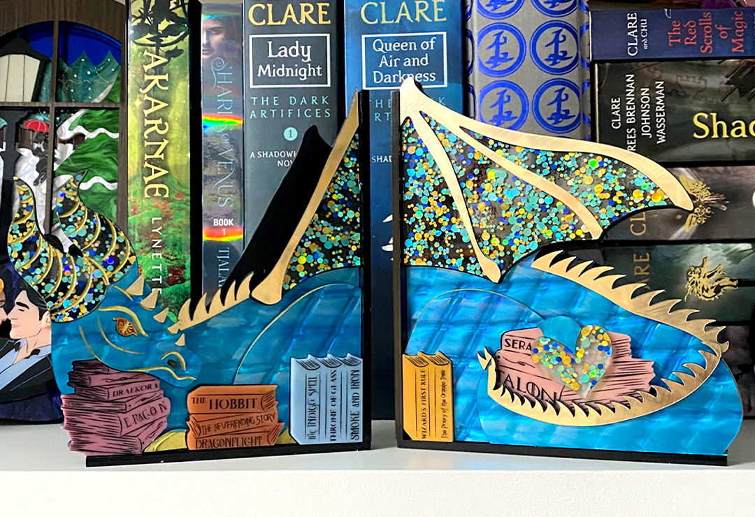 Past Bookends: Collection #2 - Book Dragon OOAK Blue Scales