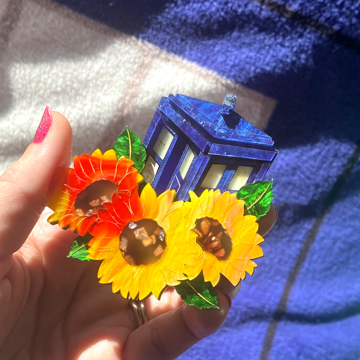 Sunflowers & Who Statement Brooch