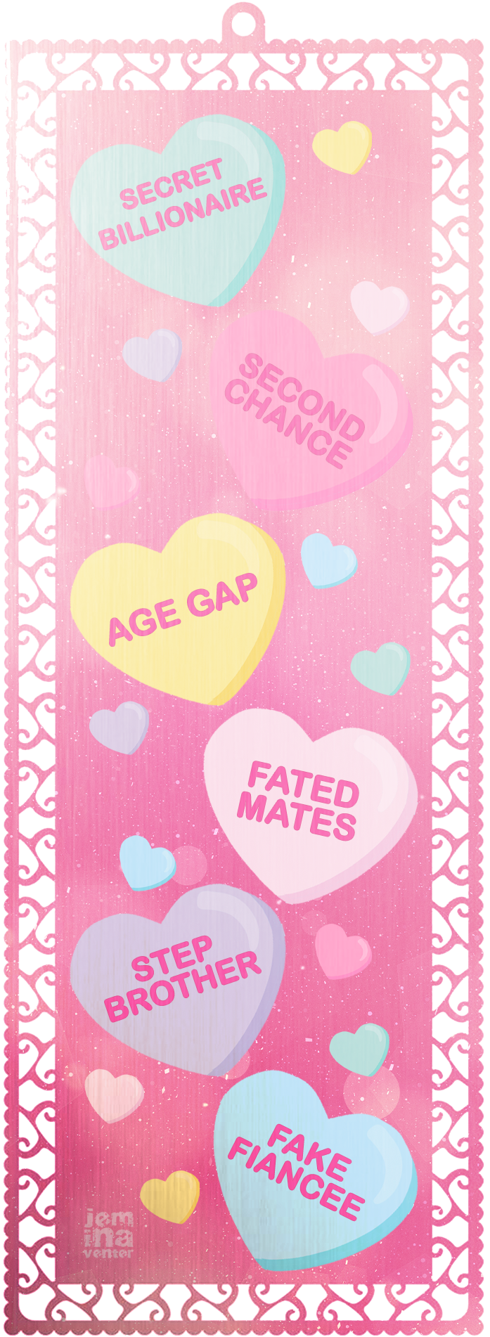 Candy Heart Tropes Pink Art Bookmark