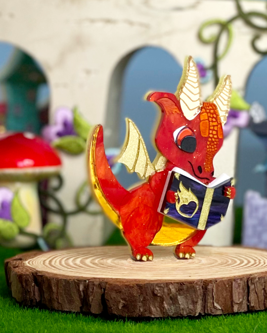OOAK Yuri The Romance Reading Book Dragon Brooch