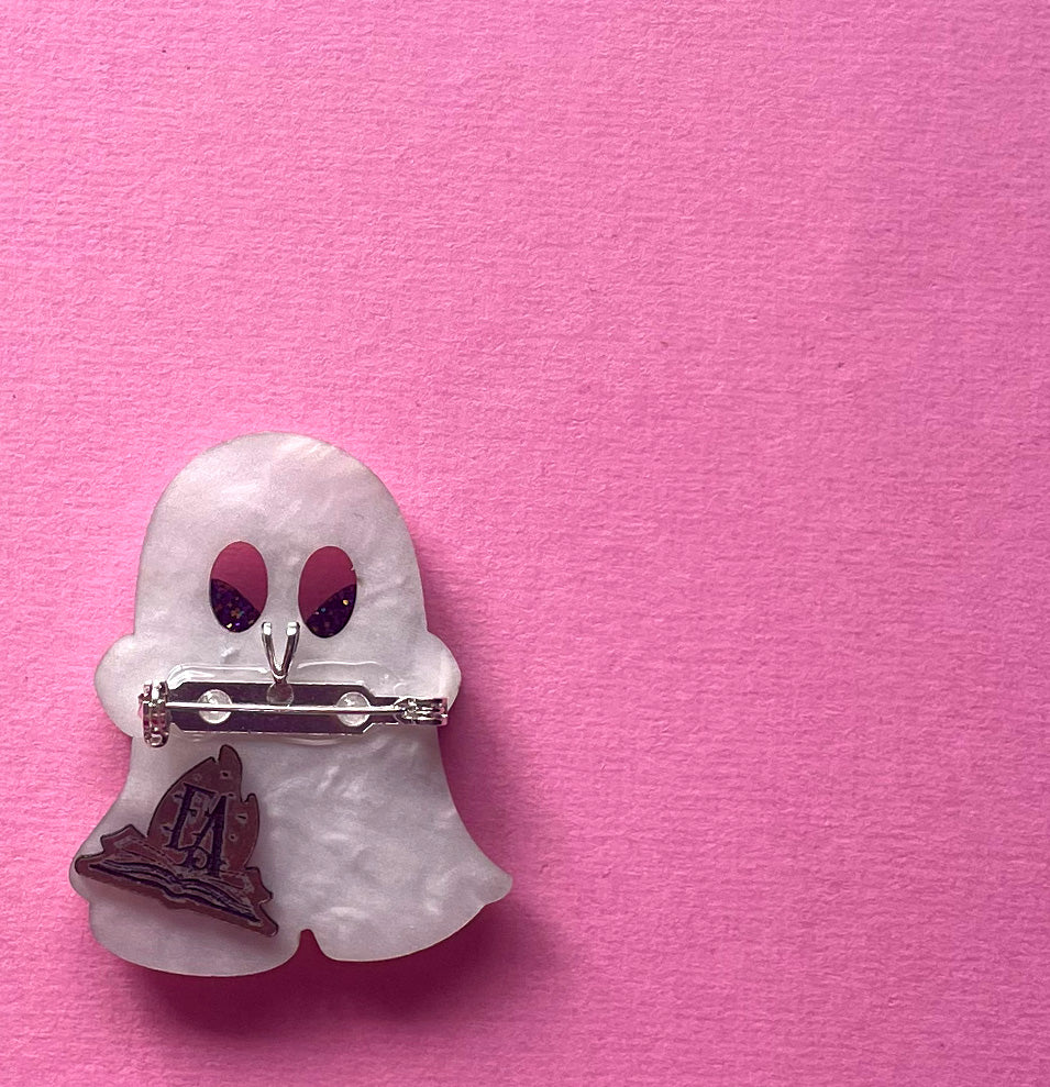 NEW! Book Reading Ghostie Brooch