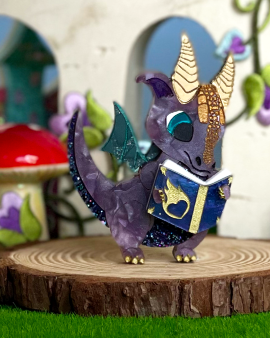 OOAK Calypso The Romance Reading Book Dragon Brooch