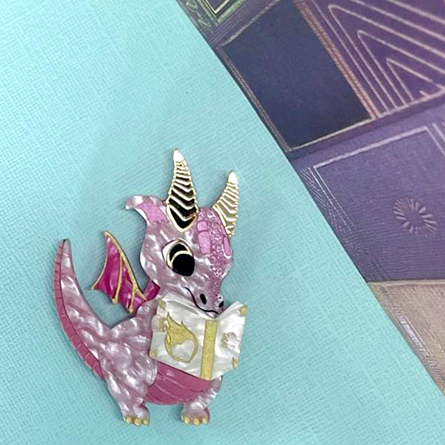 Elodie the Romance Reading Book Dragon Brooch