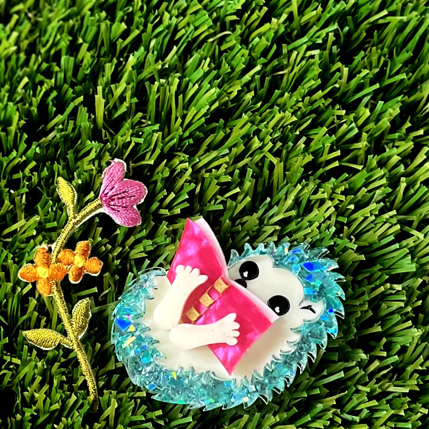 Punk Rock Reading Hedgehog Hair Clips