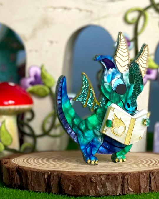 OOAK Maniac The Romance Reading Book Dragon Brooch