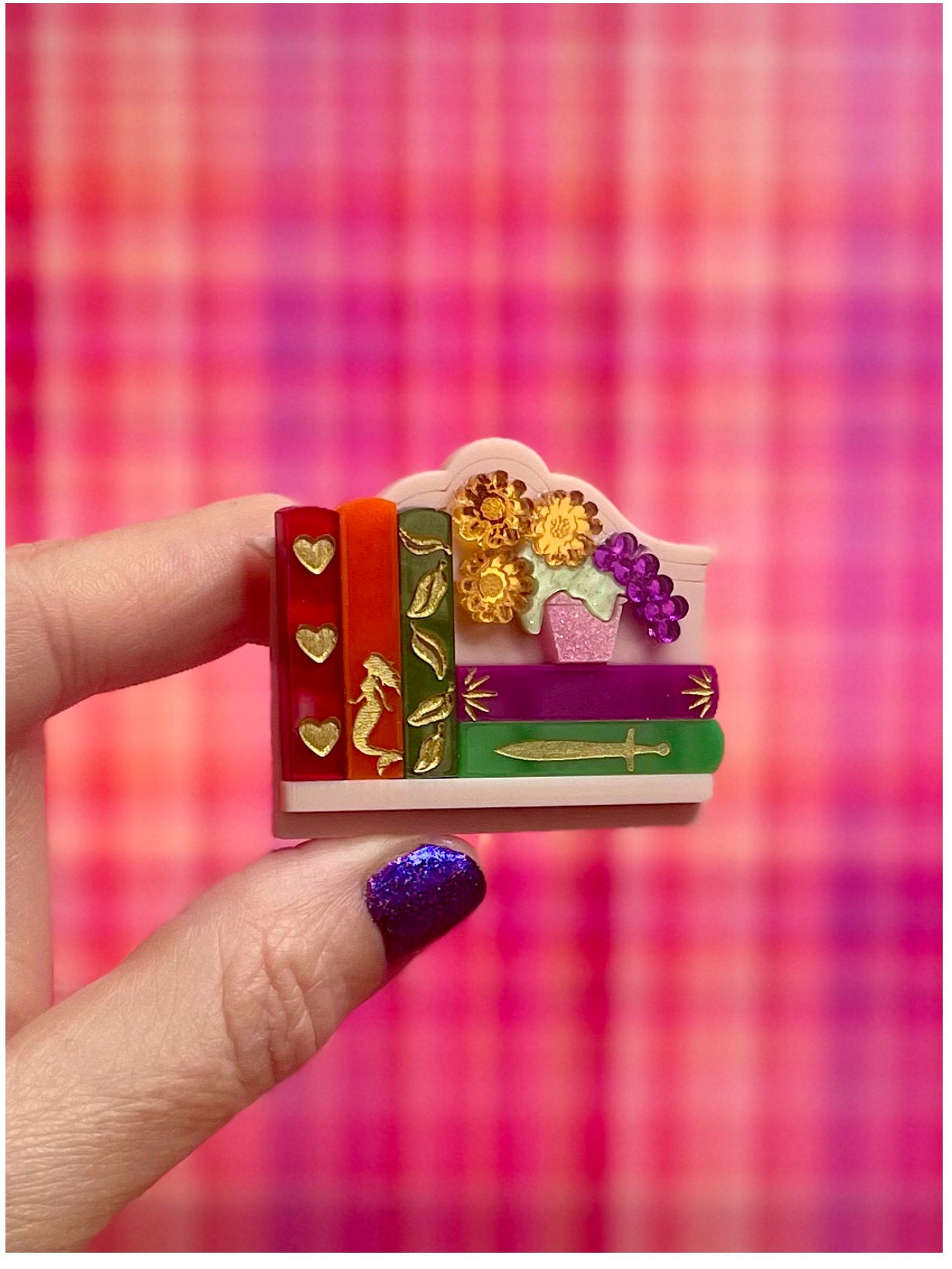 Mini-Library Shelf OOAK Brooches 2026 Edition #1
