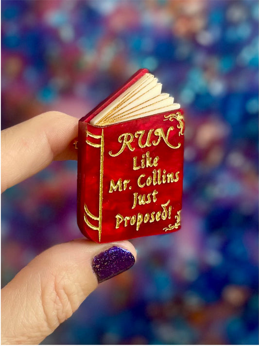 Mr Collins Book Brooch